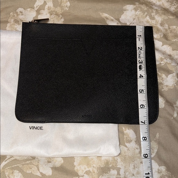 Vince Elegant Black Leather Envelope Pouch NWOT - Picture 5 of 6